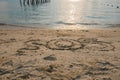 Word Ã¢â¬Å SOS Ã¢â¬Å Write in sand on the beach Royalty Free Stock Photo